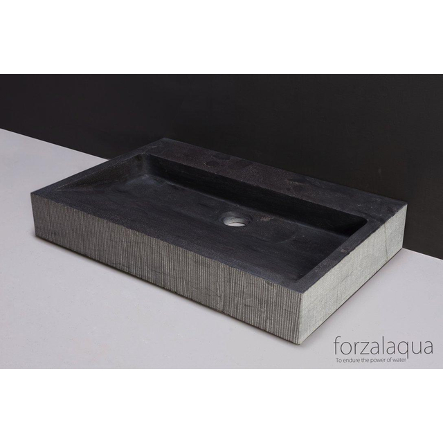 Forzalaqua Palermo wastafel 80.5x51.5x9cm Rechthoek 0 kraangaten Natuursteen Hardsteen gefrijnd 1001